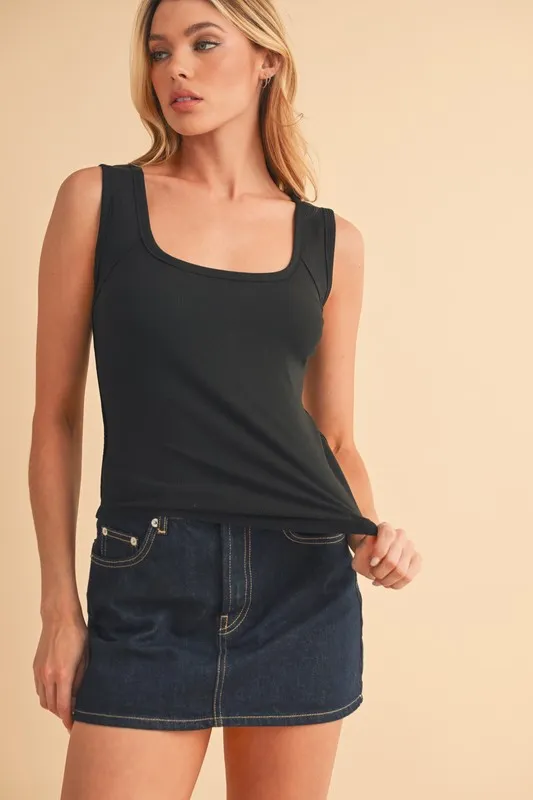 Aemi+Co Square Neck Wide Strap Tank