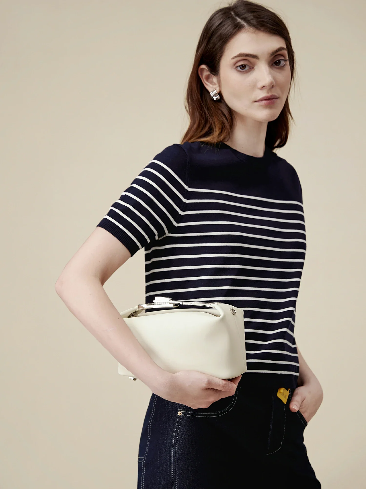 Lyocell Striped Patchwork Sweater Top