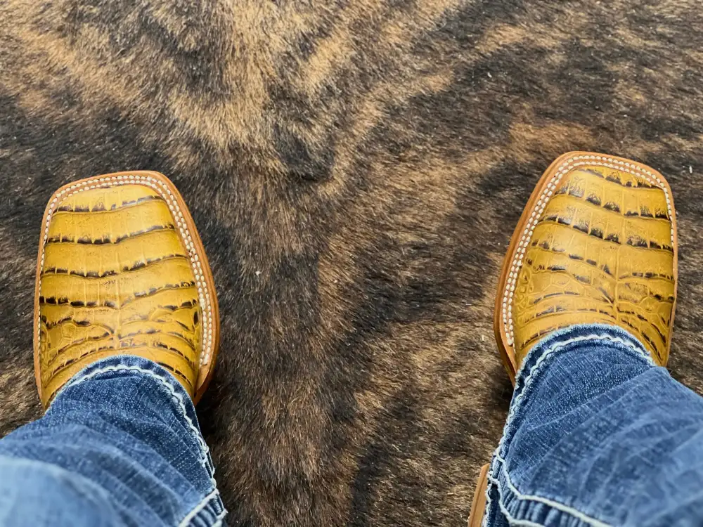 Men’s Butter Crocodile Belly Leather Boots With White Shaft