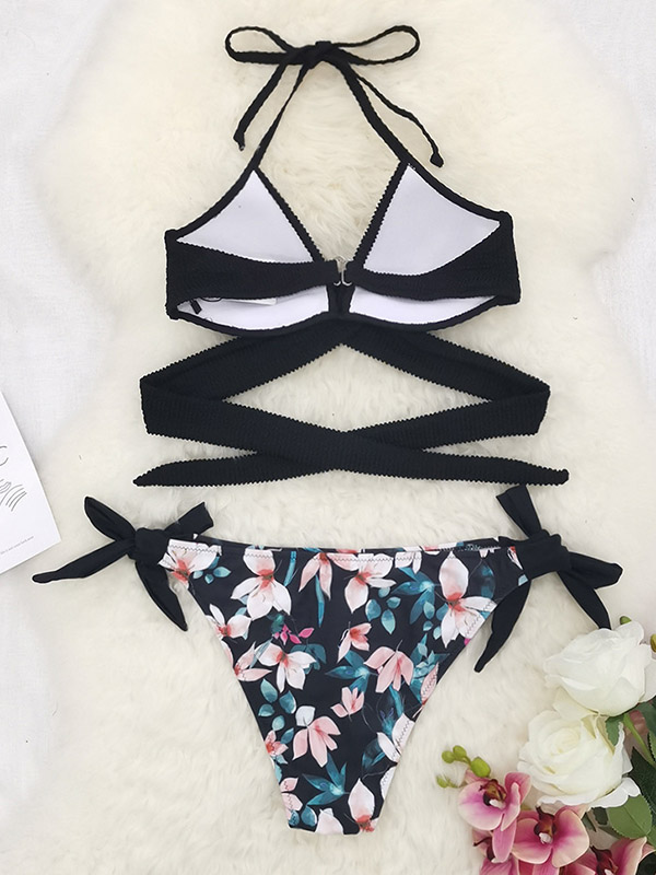 Floral Printed Bandage Bikini Swimwear