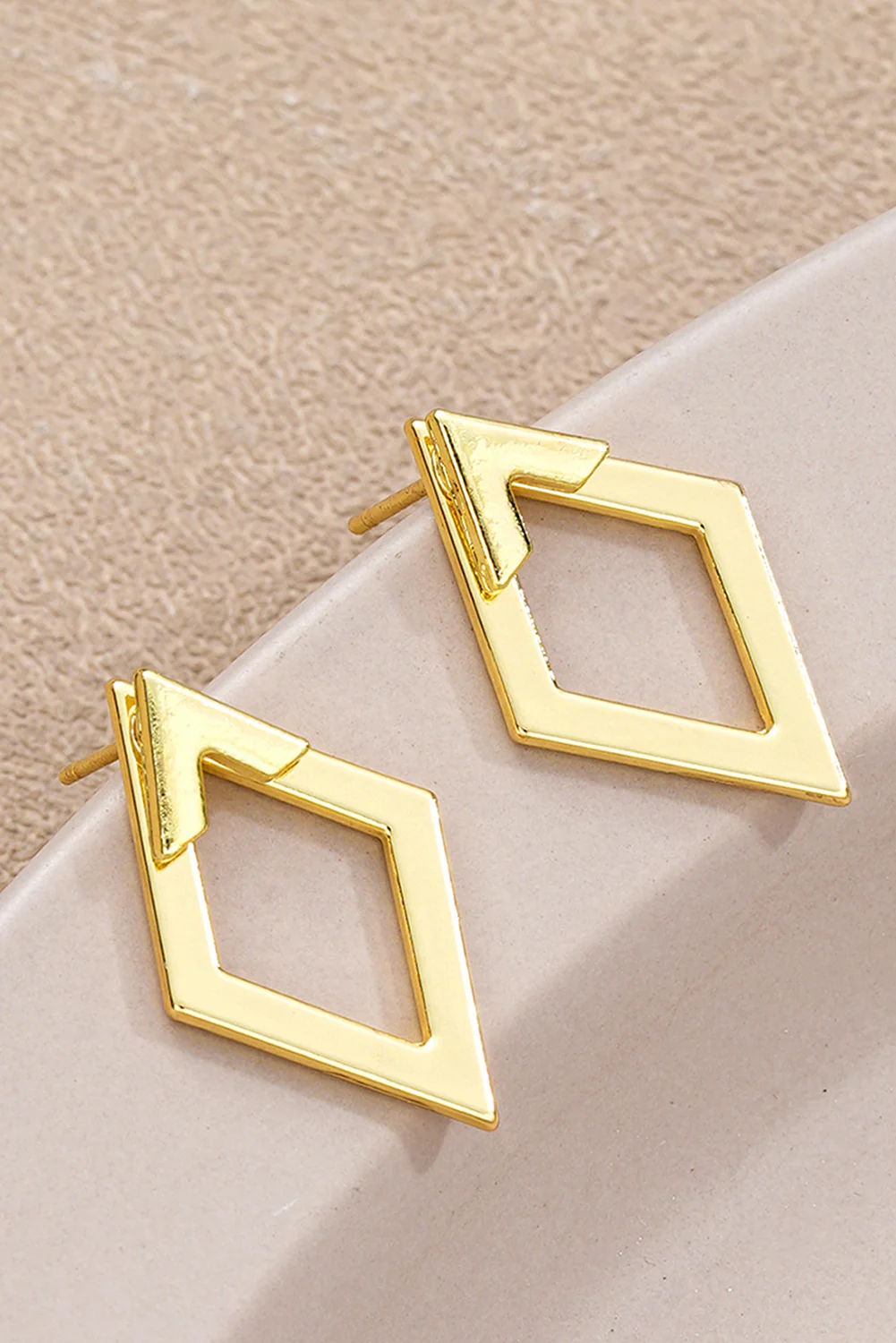 Gold Rhombus Shape Plated Alloy Stud Earrings