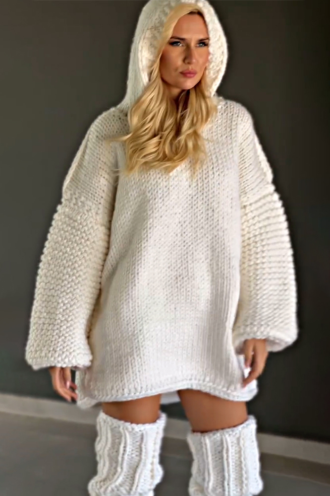 Women's textured casual hooded sweaters & pile socks