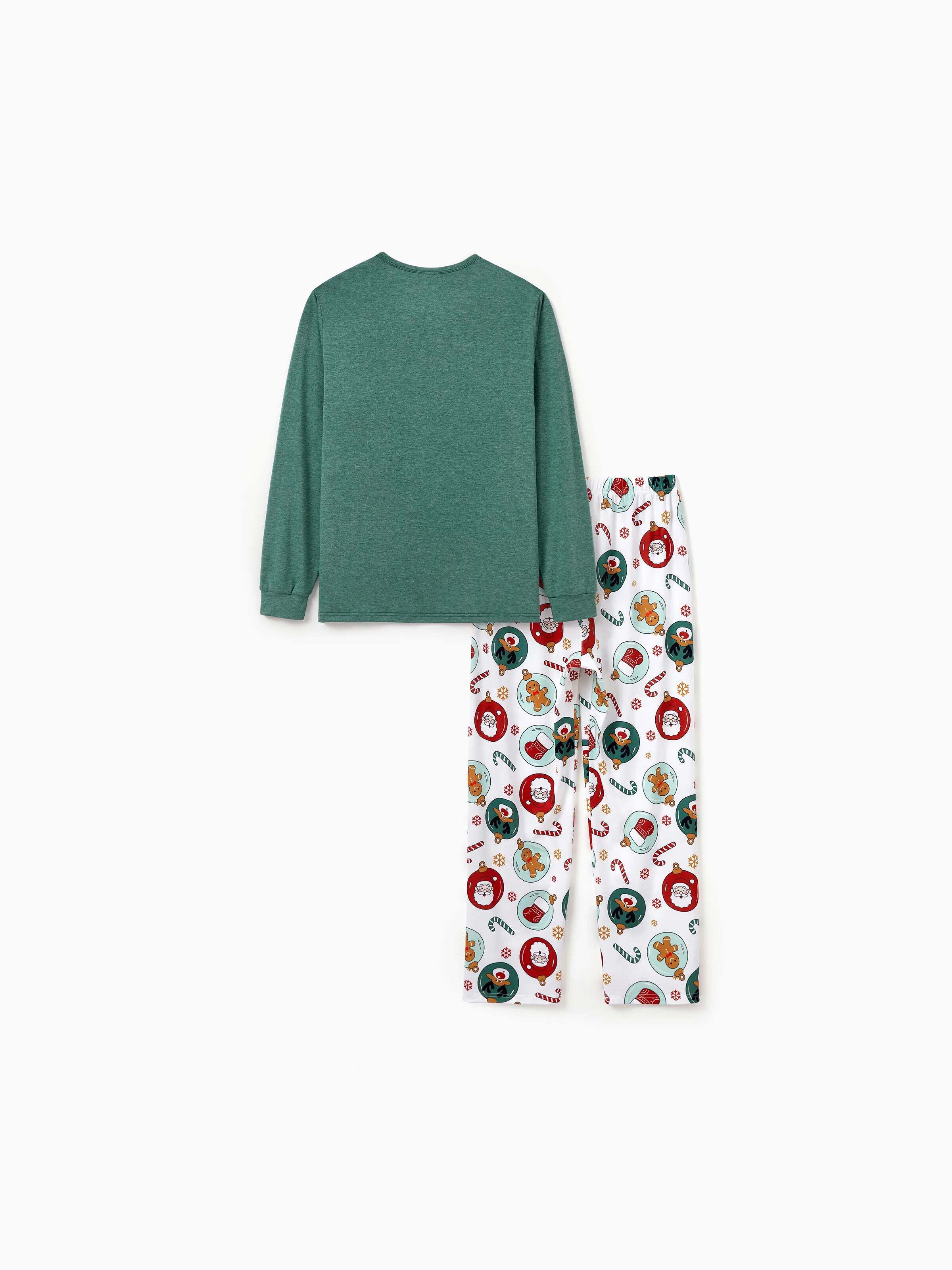 Christmas Matching Family Pajamas Set Reindeer and Santa Claus PJS with Christmas Socks Green