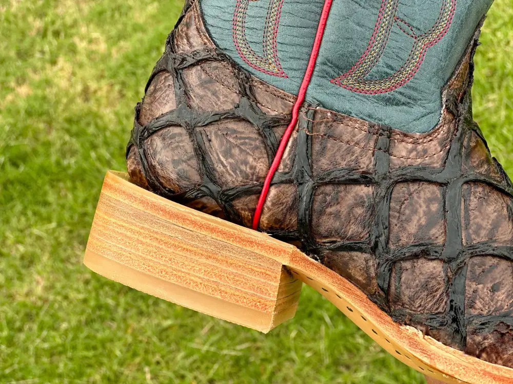 Men’s Brown Pirarucu Leather Boots With Blue  Shaft