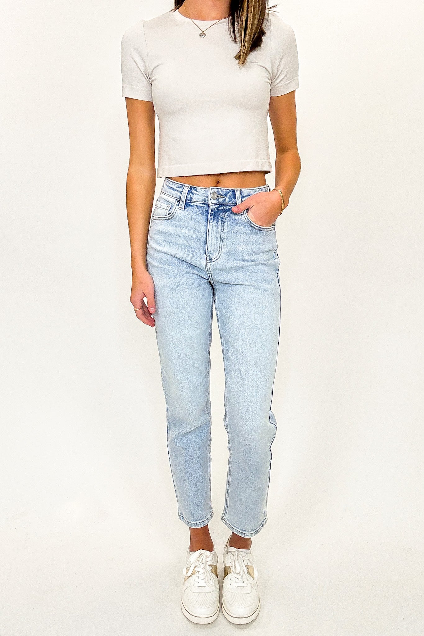 High Rise Crop Straight Jeans