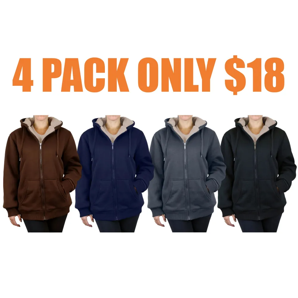 Women's Regular Fit Heavyweight Sherpa Fleece Lined Hoodies