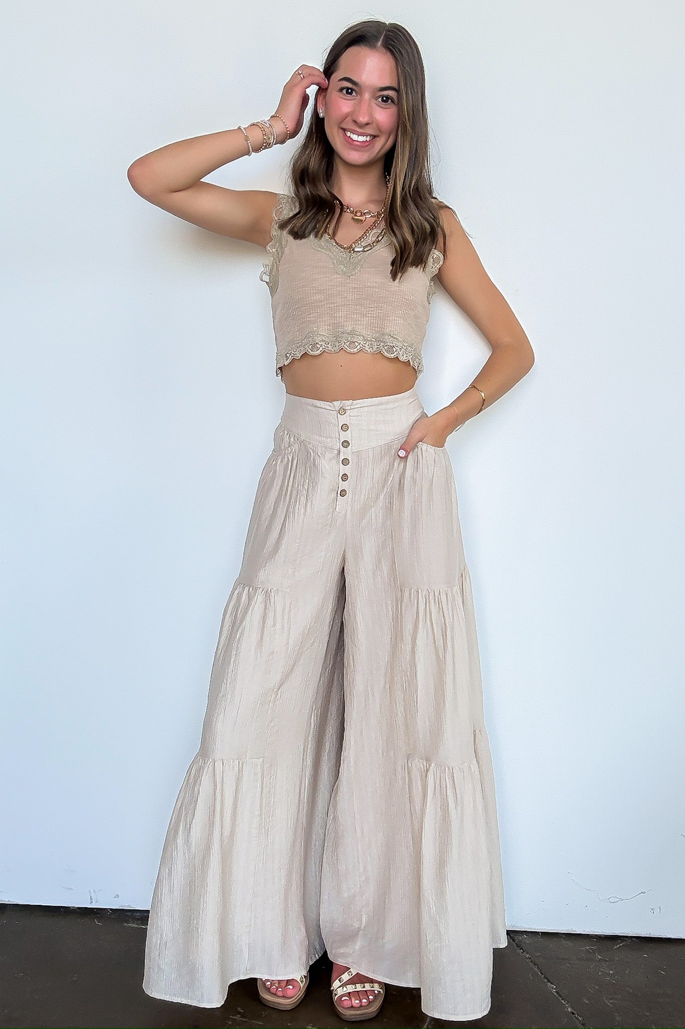 Tiered Tide Flowy Wide Leg Pants