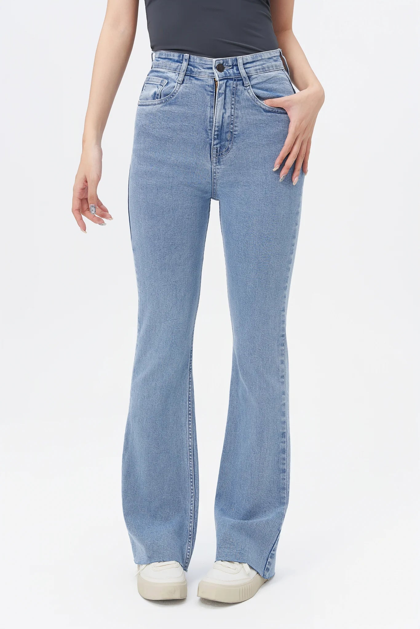 Blue Glow Wave Bootcut Jeans
