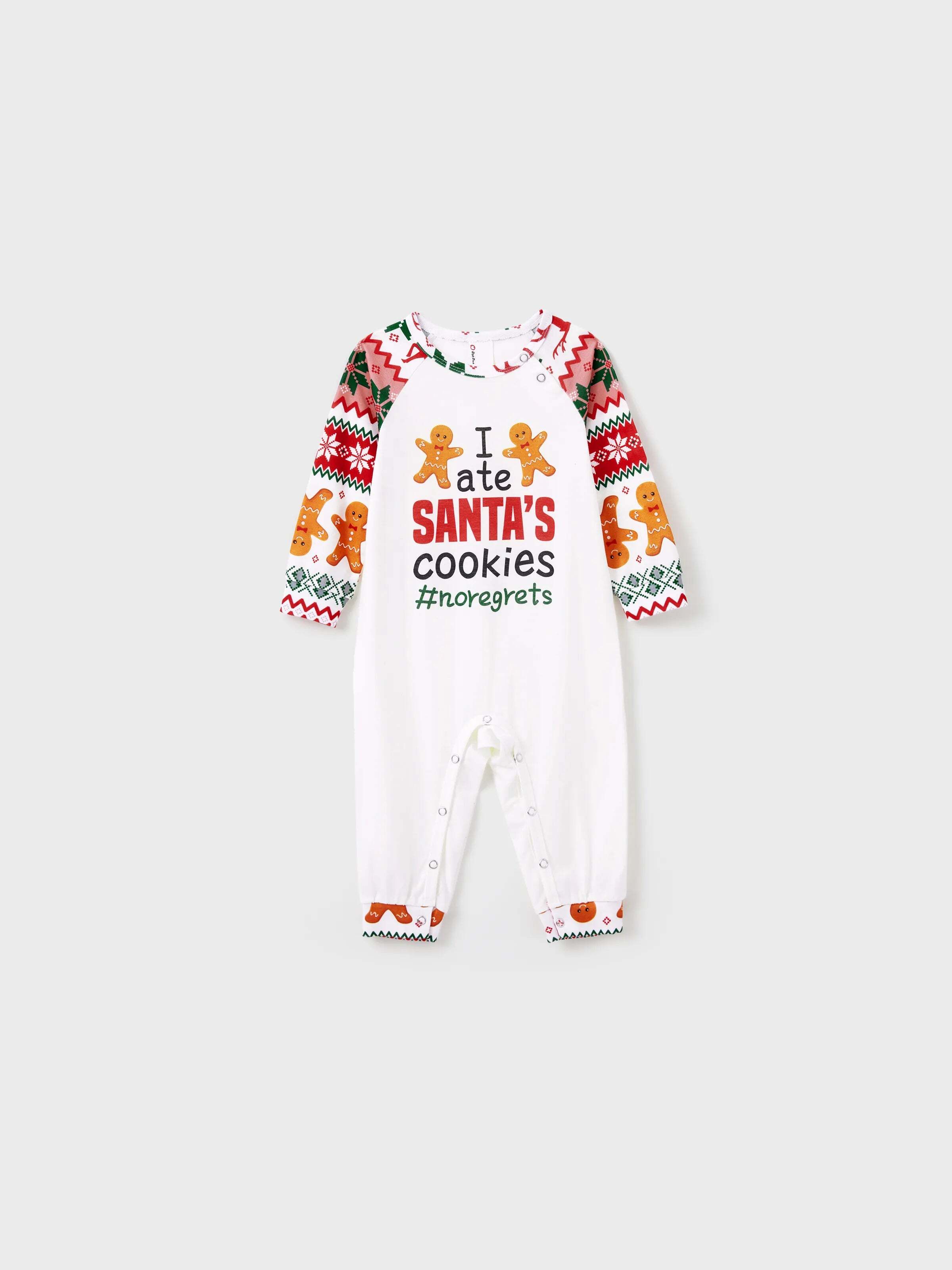 Christmas Pajamas Family Matching Santa's Cookies Gingerbread Man Pattern Pajamas Sets with Christmas Socks MultiColour
