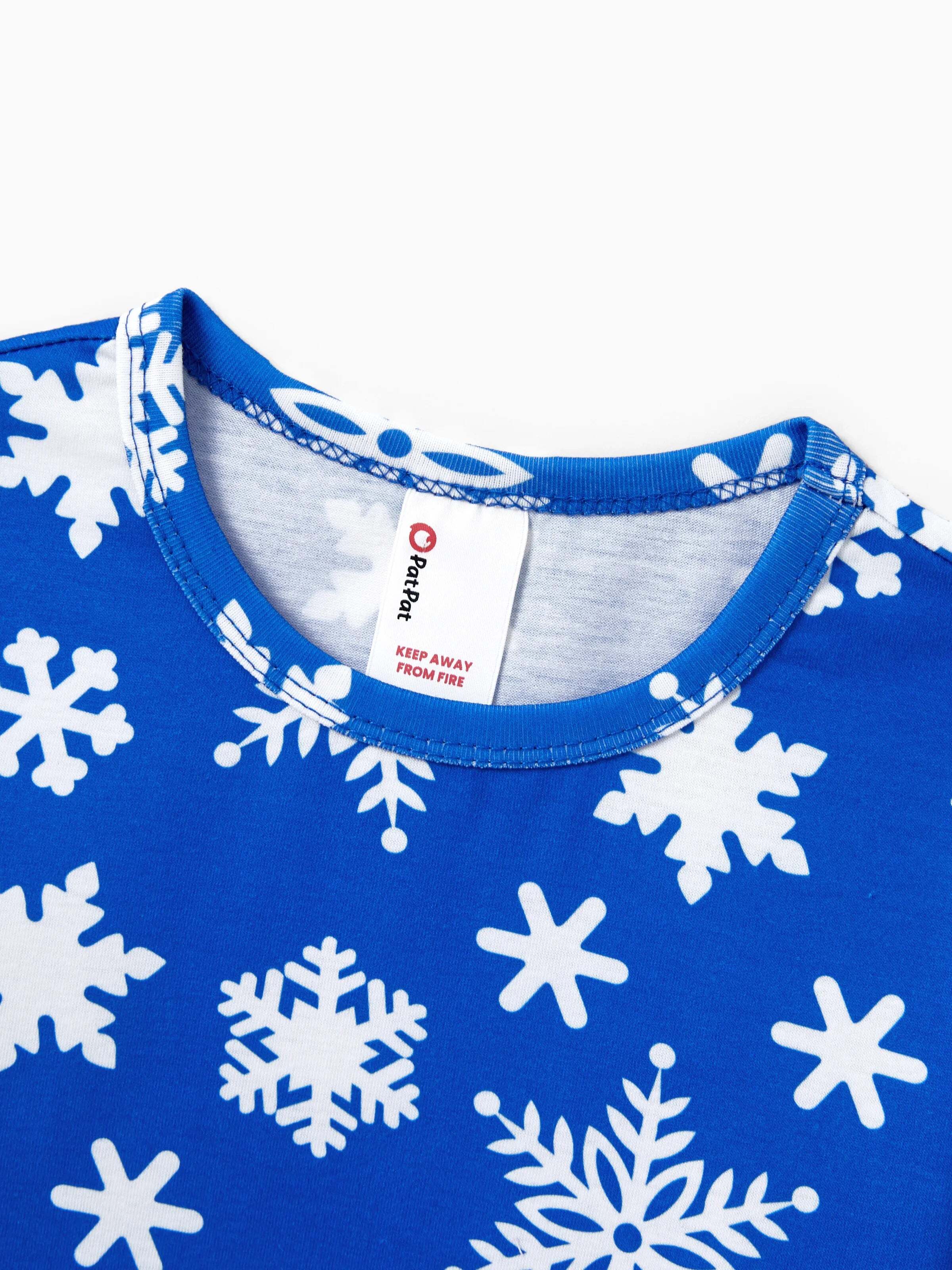 Christmas Matching Family Pajamas Set Snowflake Print Blue PJS with Christmas Socks Blue