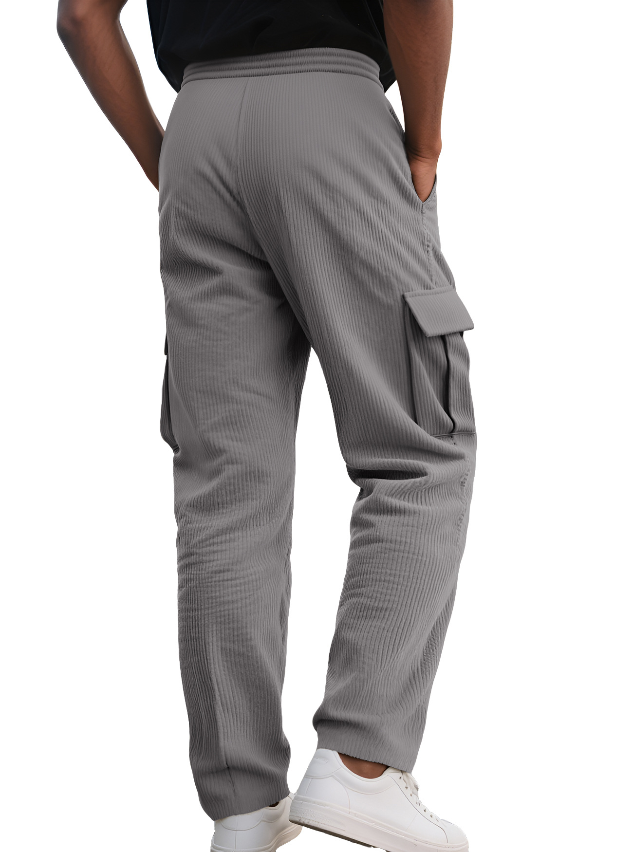 Multi-pocket corduroy men's casual pants