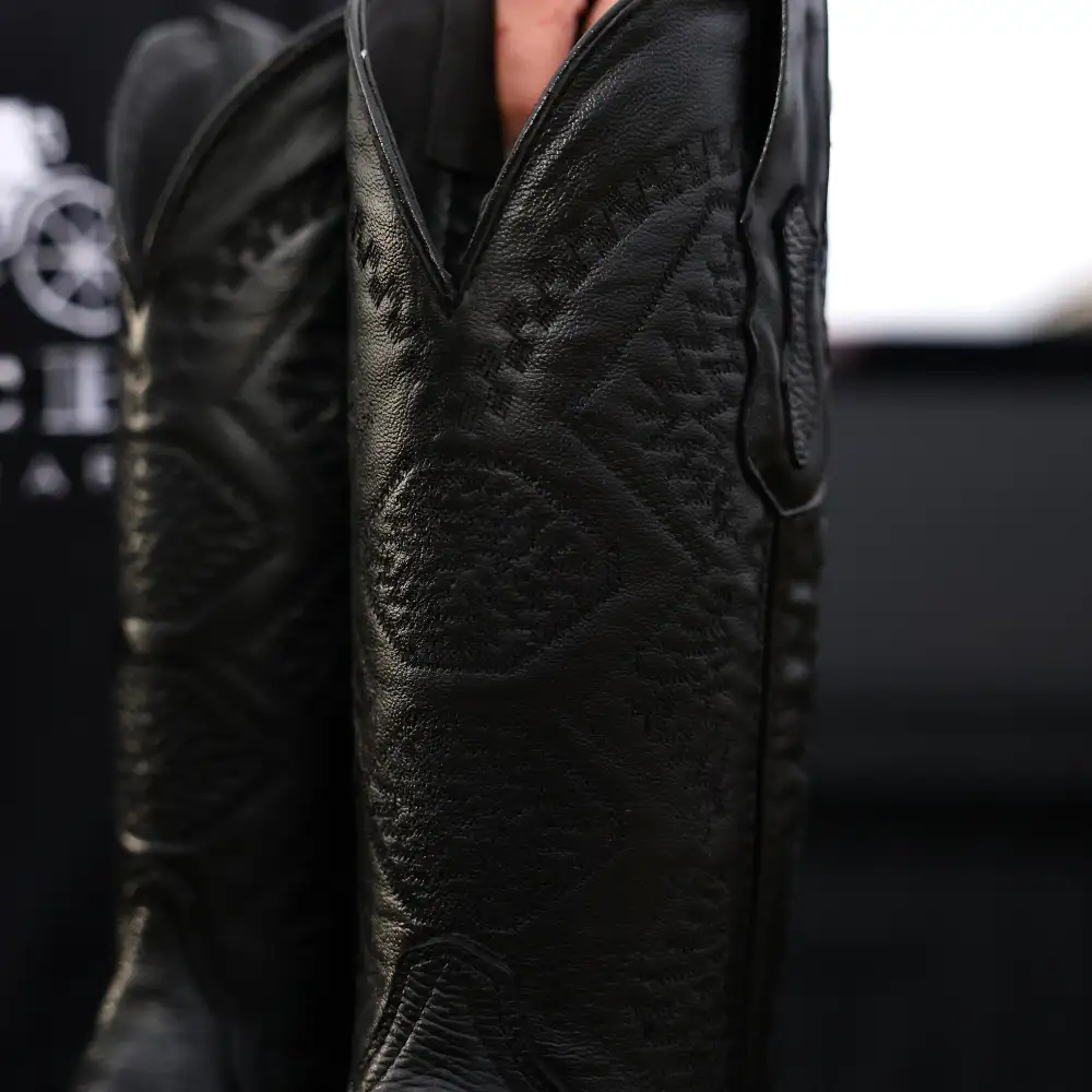 Black Deer Leather Boots - Square Toe