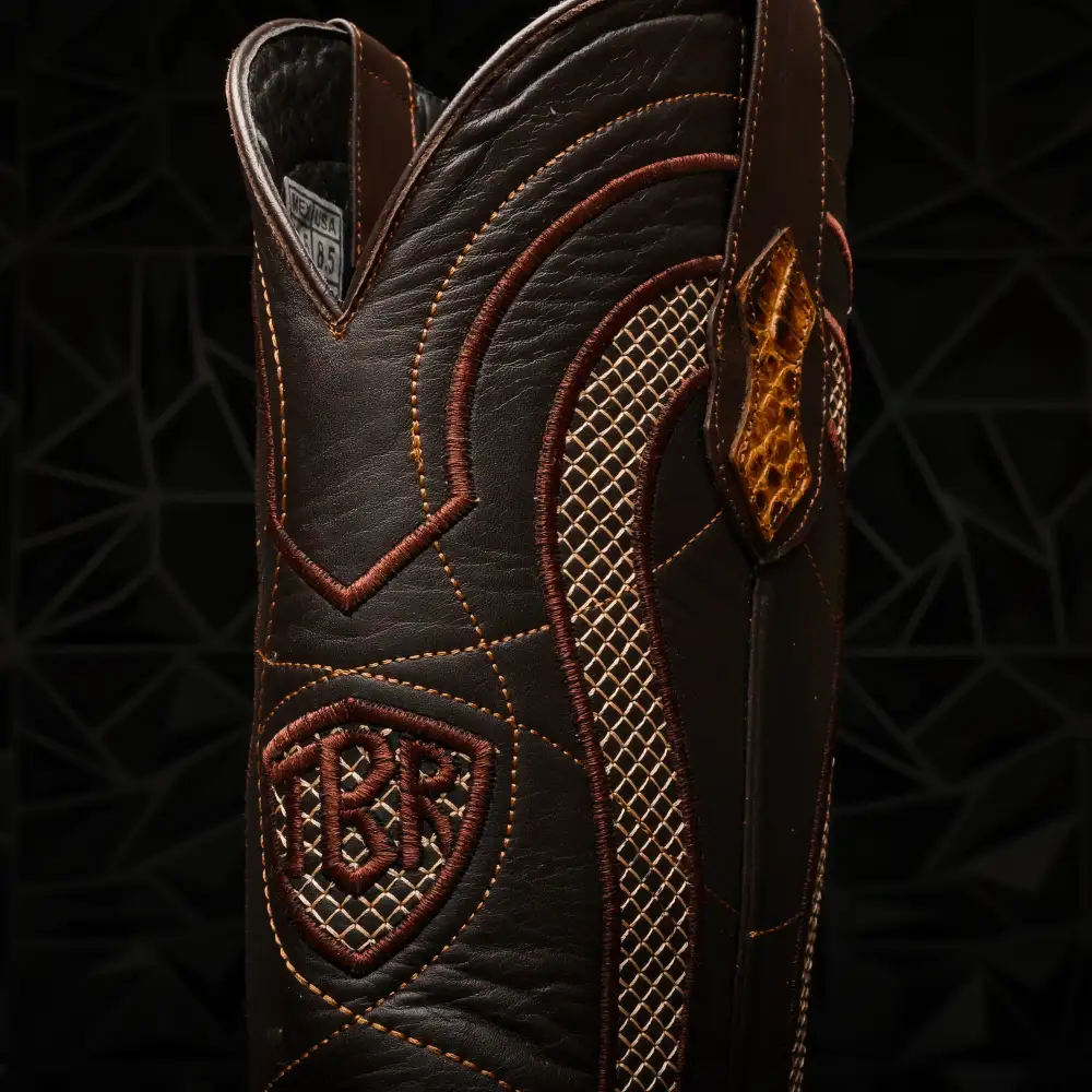 Honey Caiman Belly Leather Boots - Cutter Toe