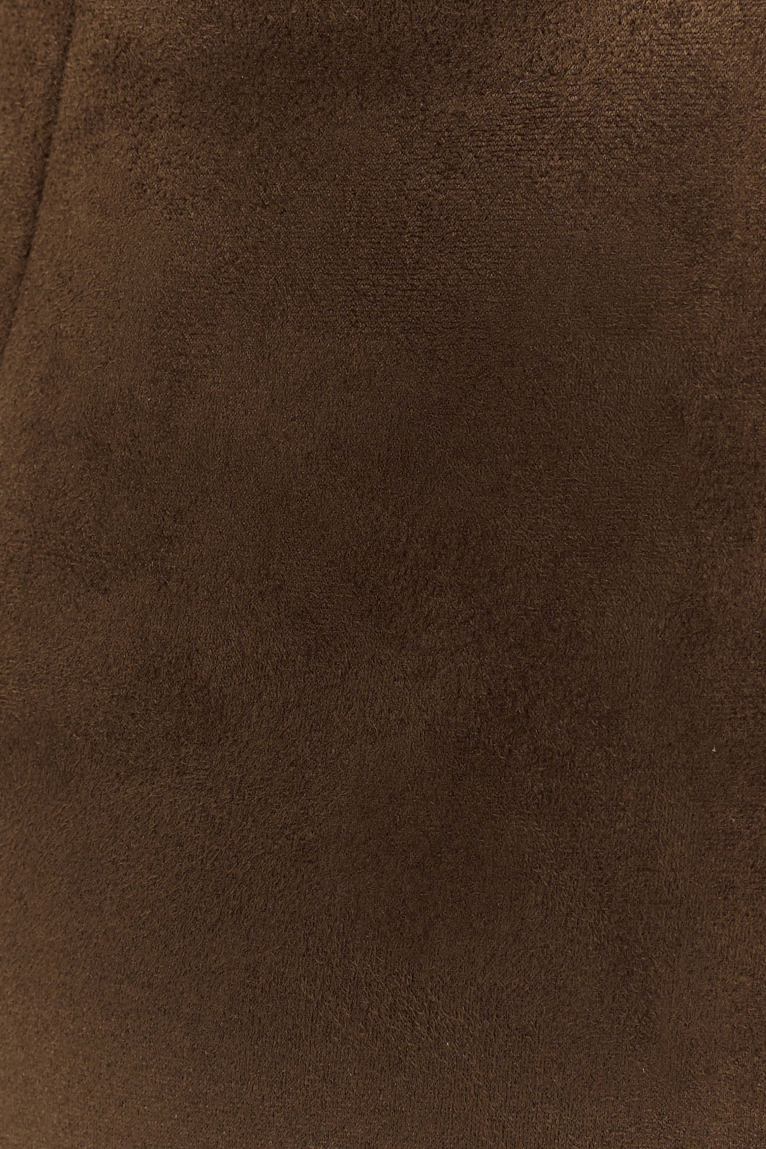 Chocolate Faux Suede Midi Skirt