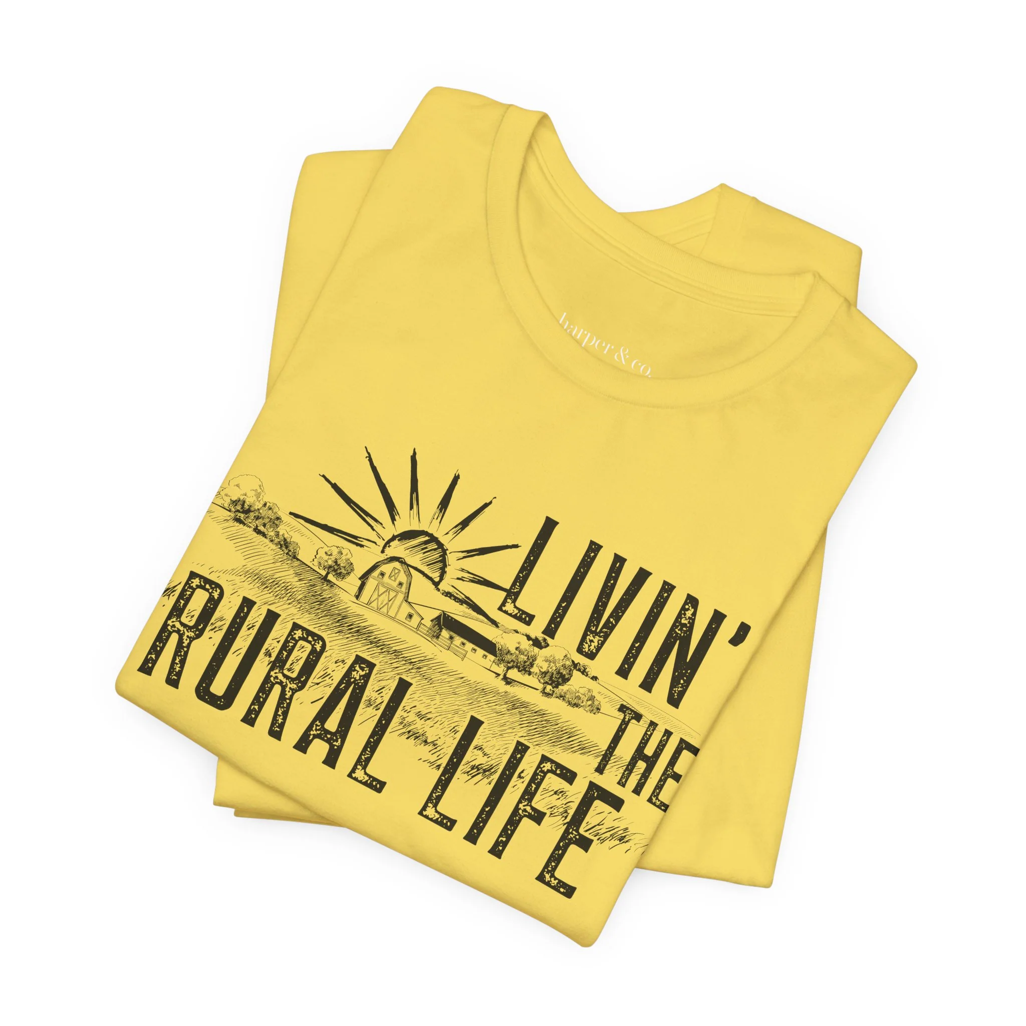 Living the Rural Life (black graphic) Bella Canvas Unisex Jersey T-Shirt - Multiple Colors