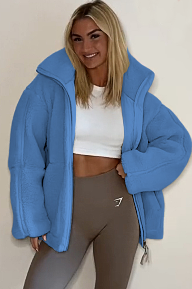 Women's solid color warm fleece jacket