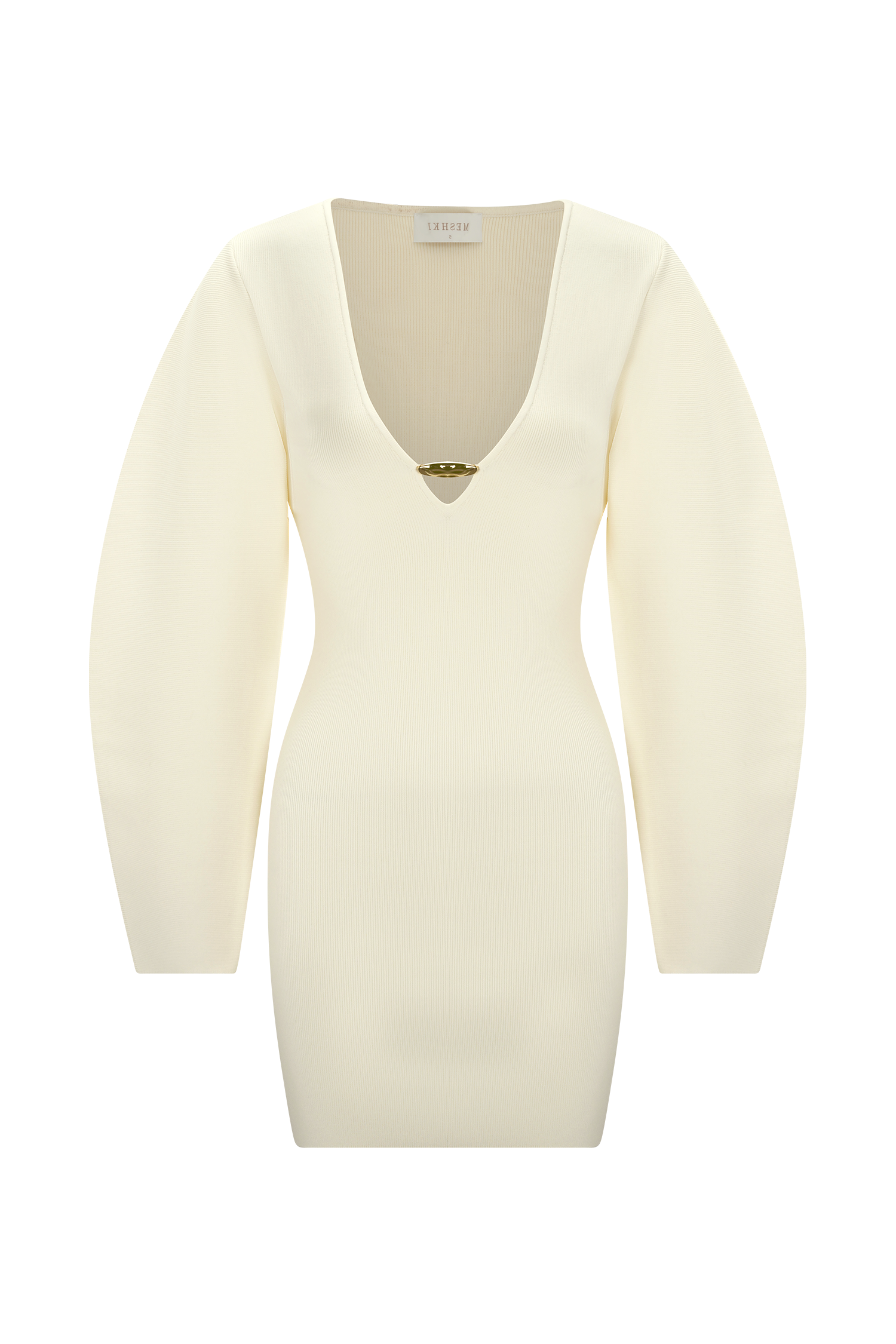 Ivory Balloon Sleeve Knit Mini Dress