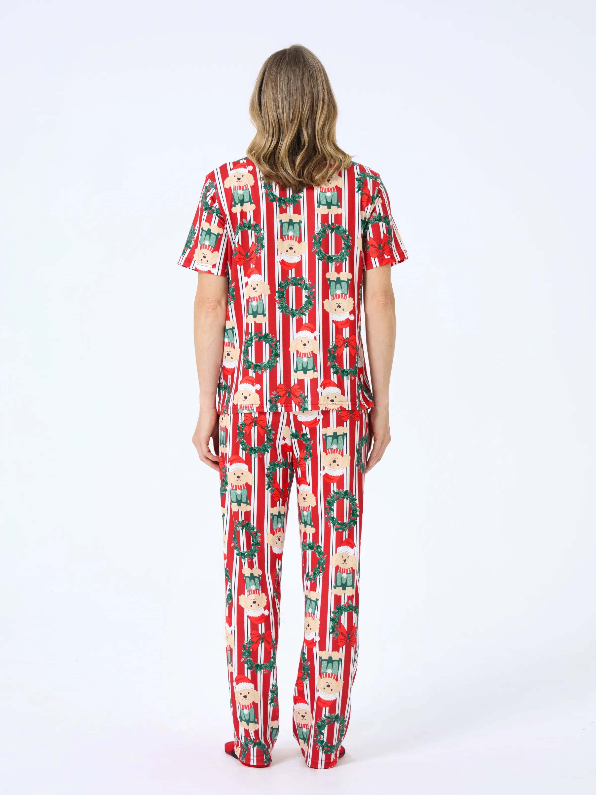 Christmas Matching Family Pajamas Set Christmas Doggy Print Red PJS Red