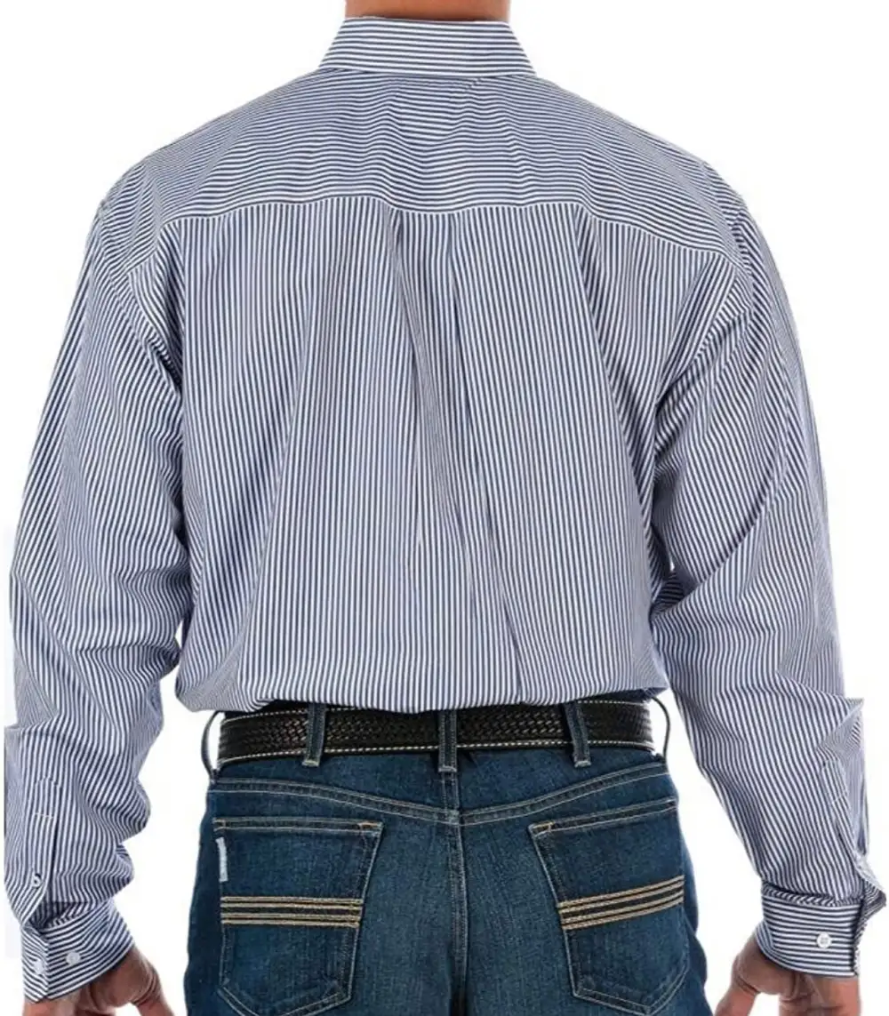 Men’s Cinch White and Royal Blue Striped Shirt
