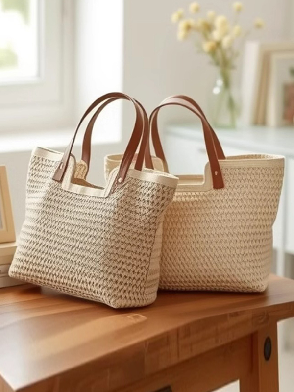 Split-Joint Woven Zipper Handbags Bags