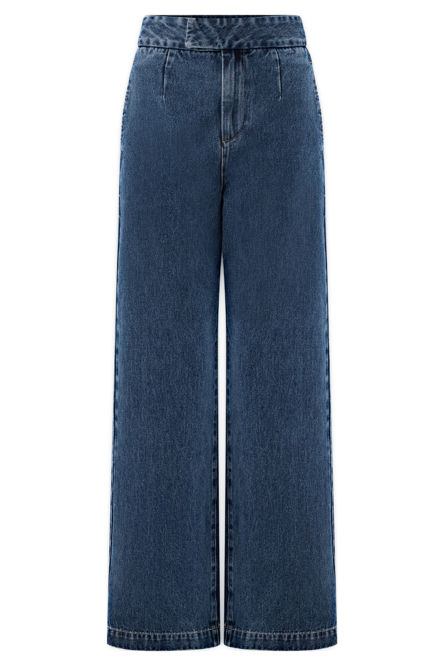 Blue Wide Leg Denim Jeans