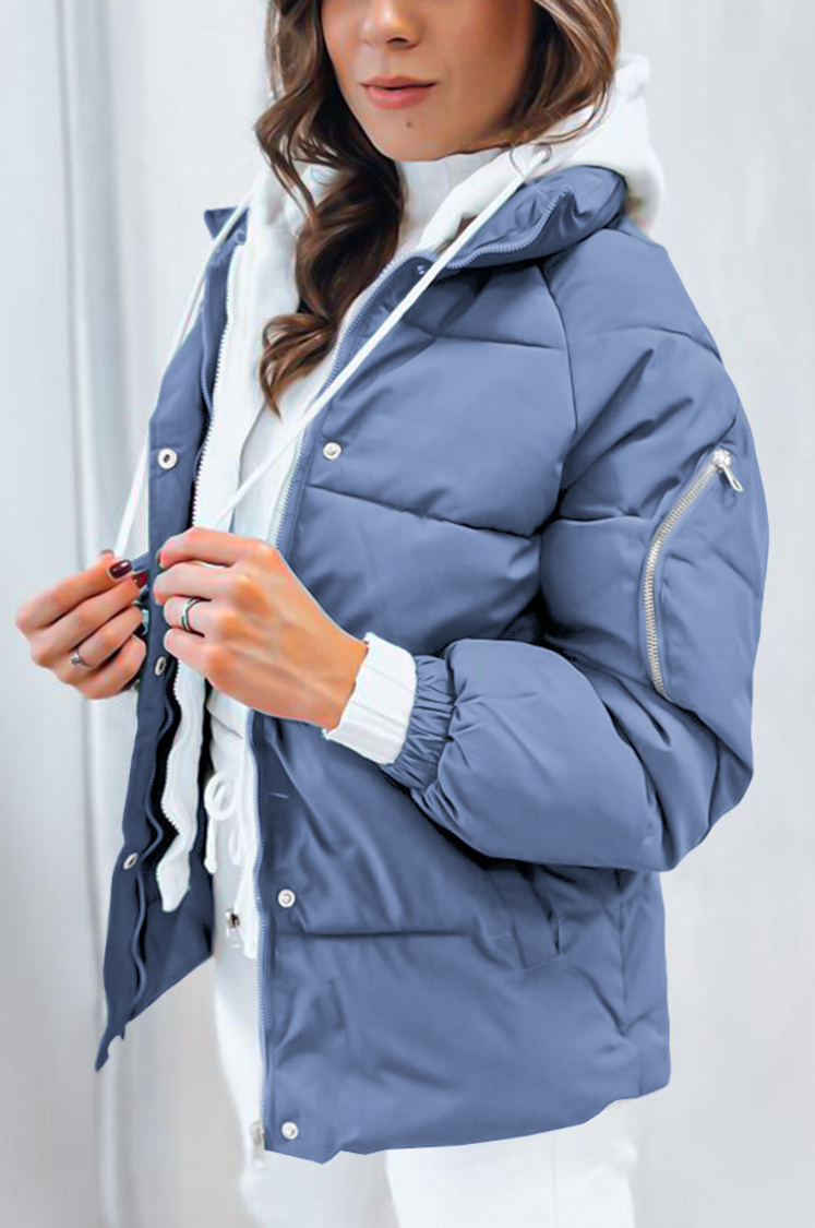 Women's Solid Color Patchwork Knitted Hooded Jacket