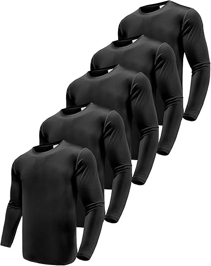 5 PIECES Long Sleeve Shirts for Men Moisture Wicking Mens Tee Shirts Workout T Shirt for Running workout tops gym outfits