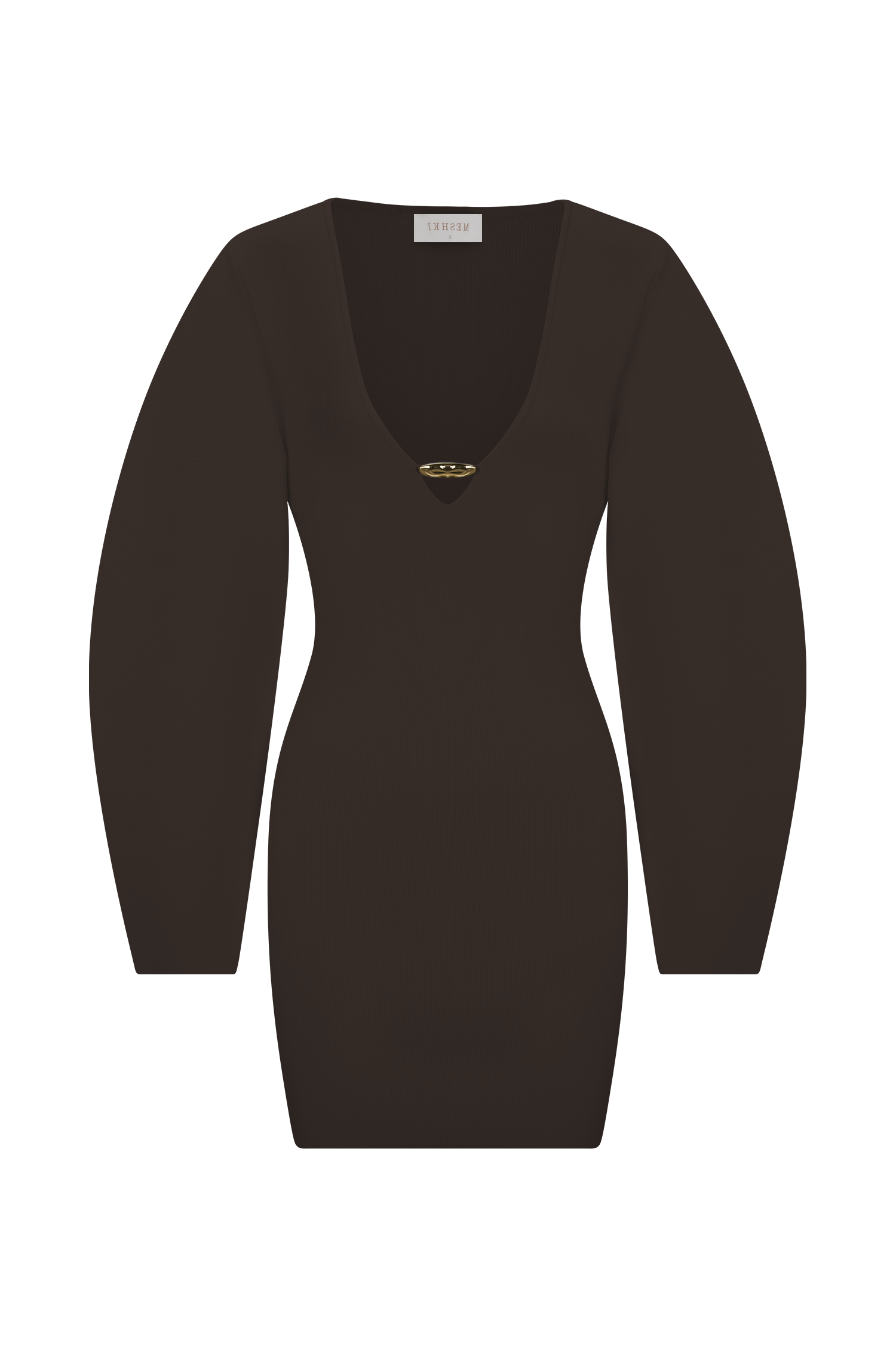 Chocolate Balloon Sleeve Knit Mini Dress