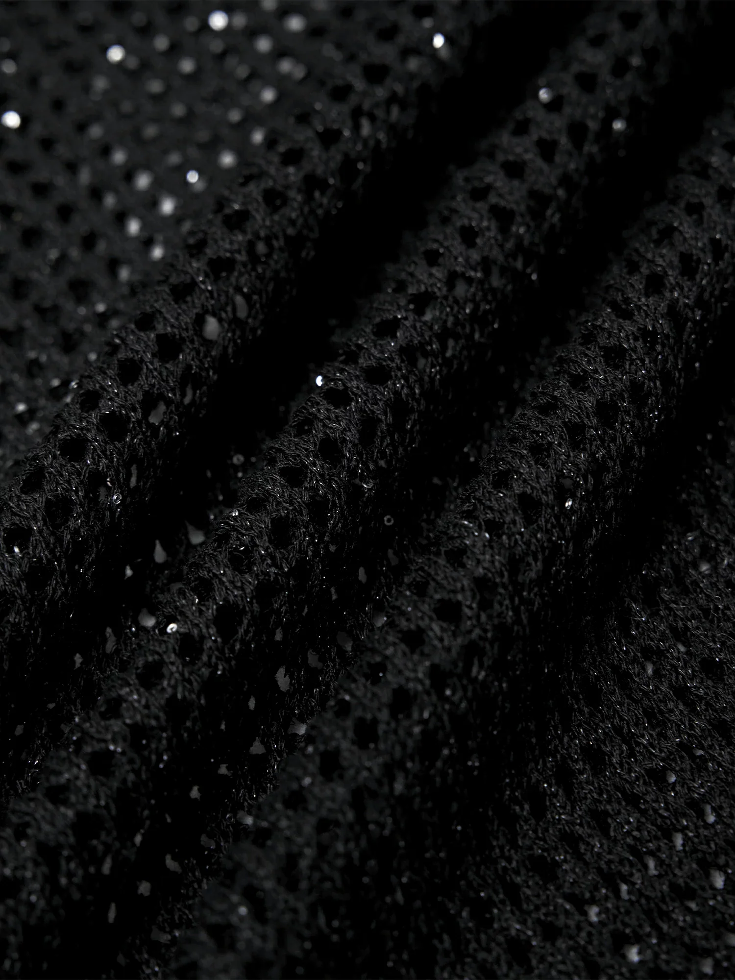 Lyocell & Linen Polo Neck Sequin Openwork Shirt