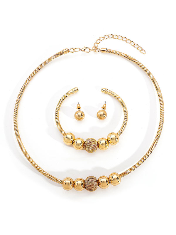 Ringent Bracelet + Geometric Necklaces + Earrings Accessories Three Pieces Set