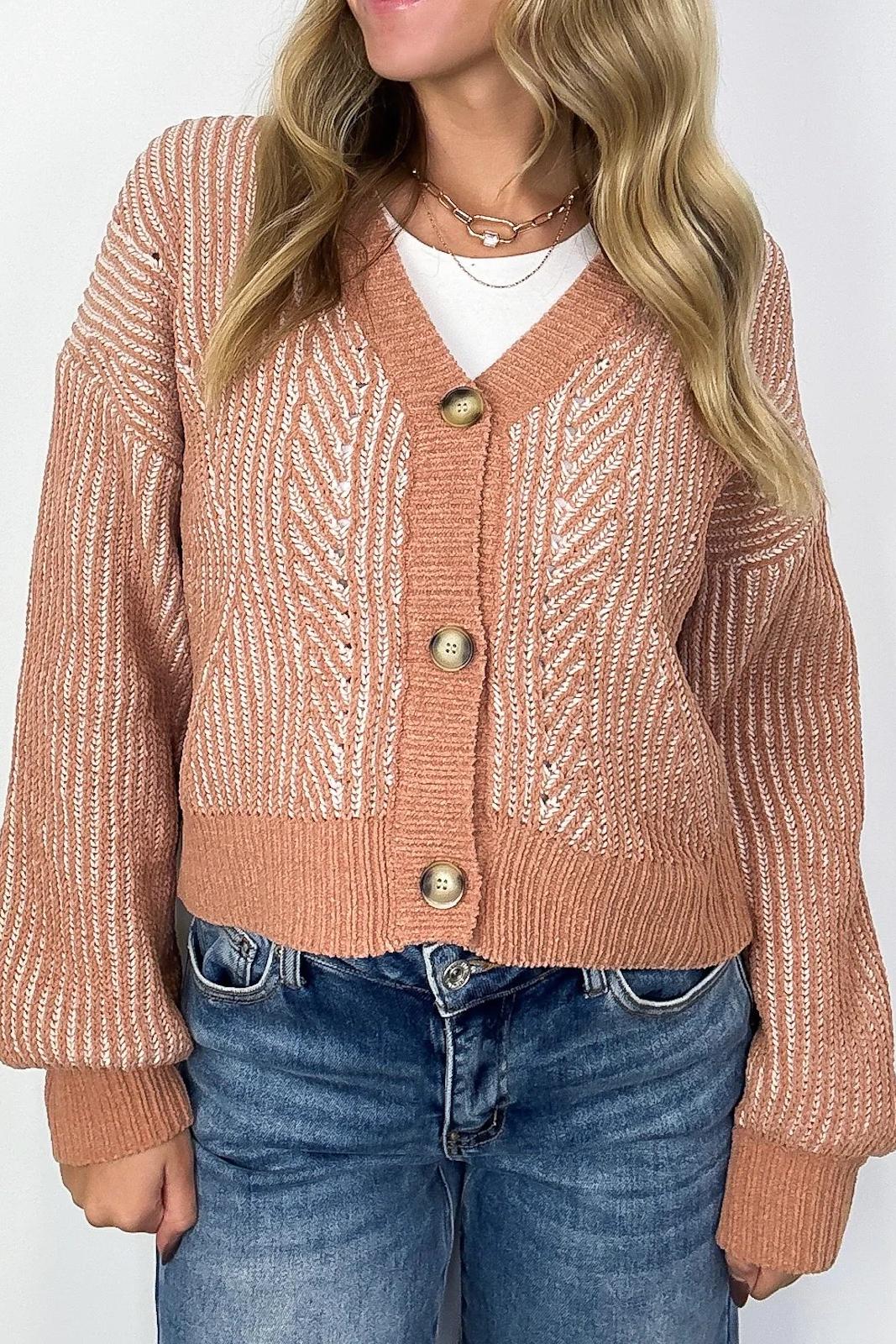 Two Tone Button Down Cardigan