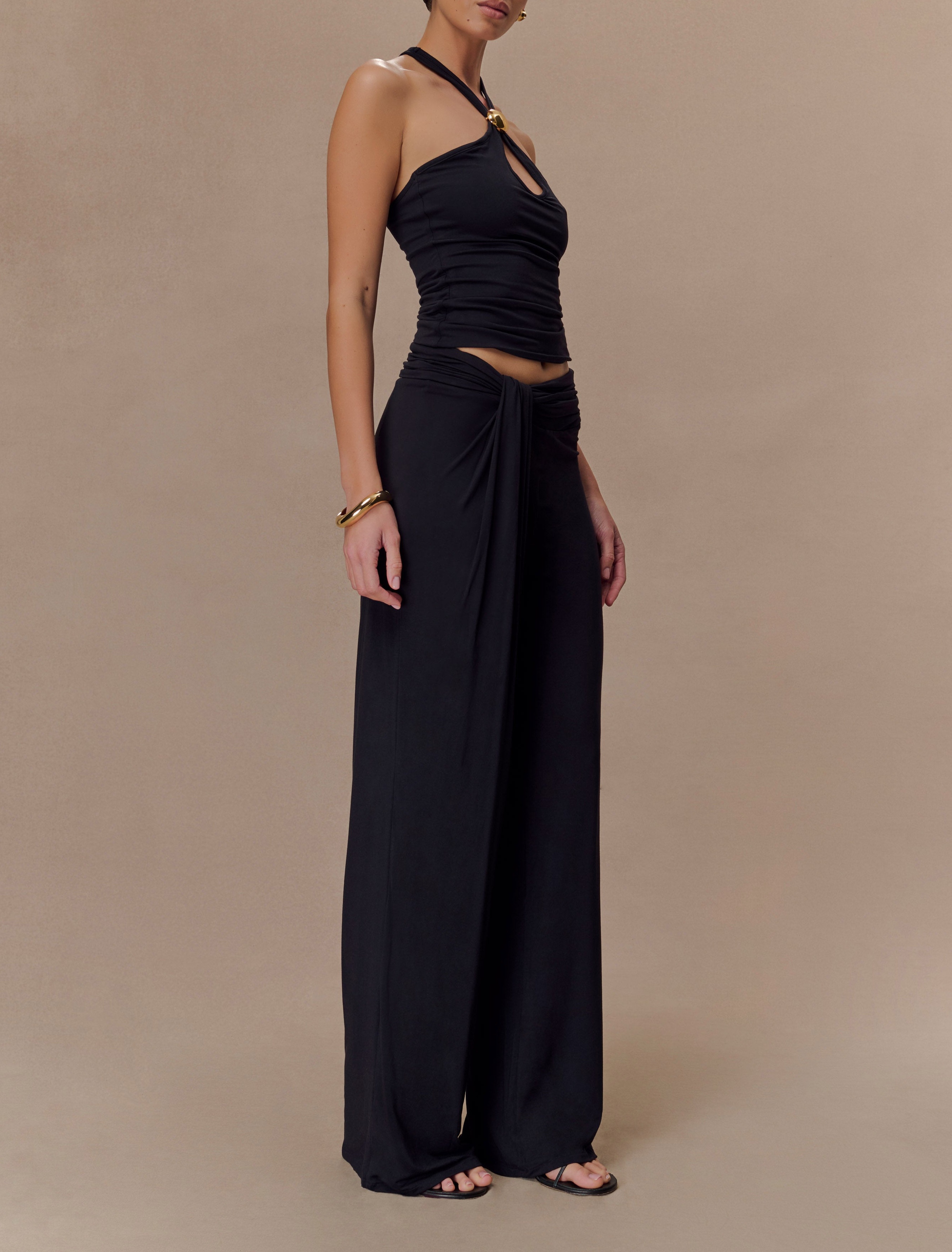 Black Modal Tank Top With Hardware