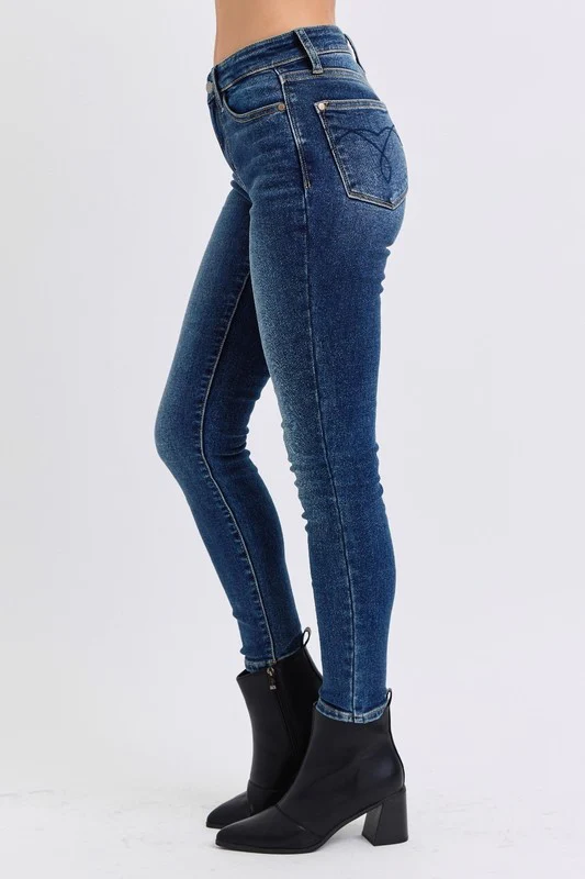 Blue Full Size Mid-Rise Waist Skinny Jeans with Pockets