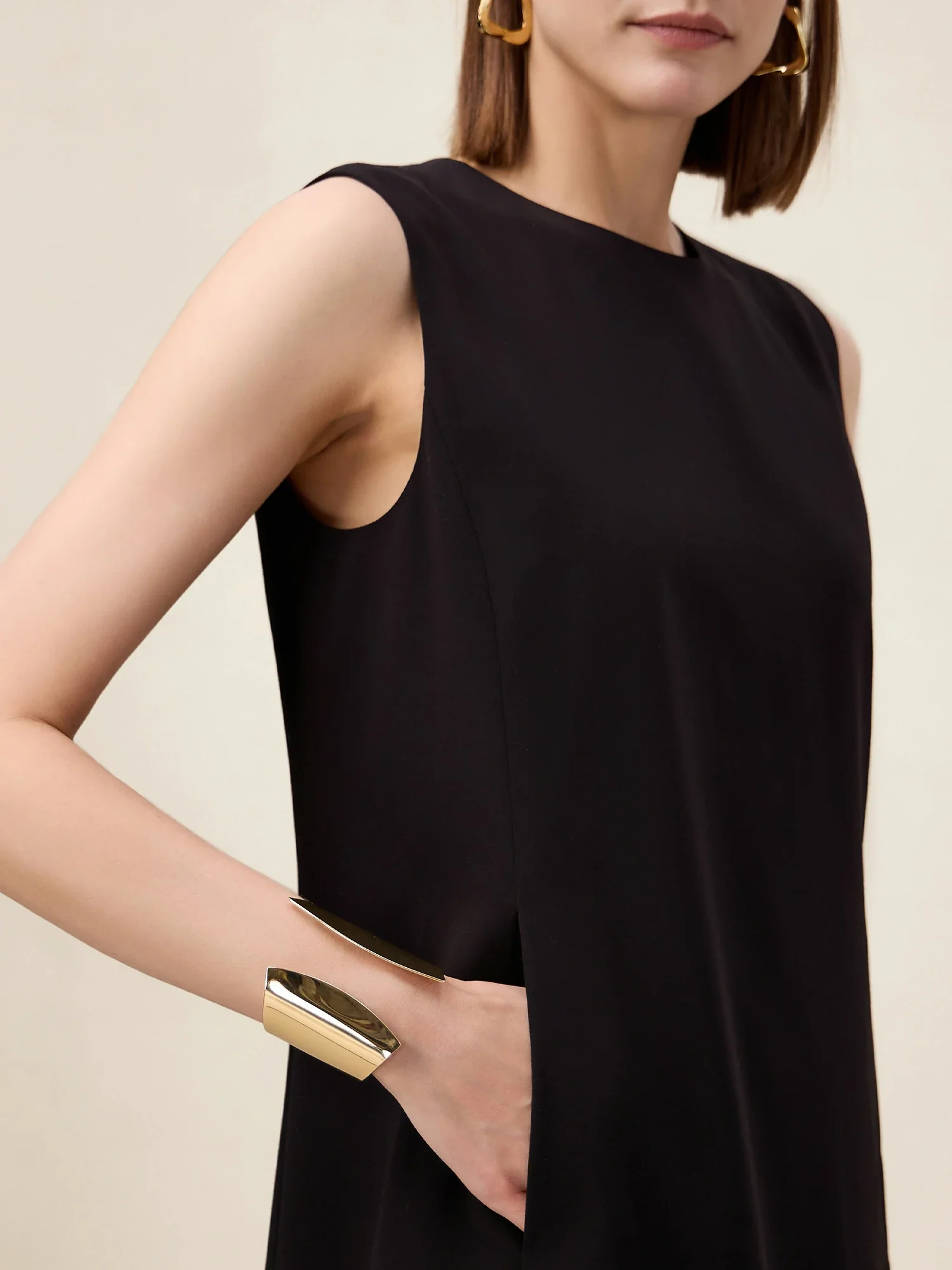 Wool Round Neck Sleeveless Simple Dress