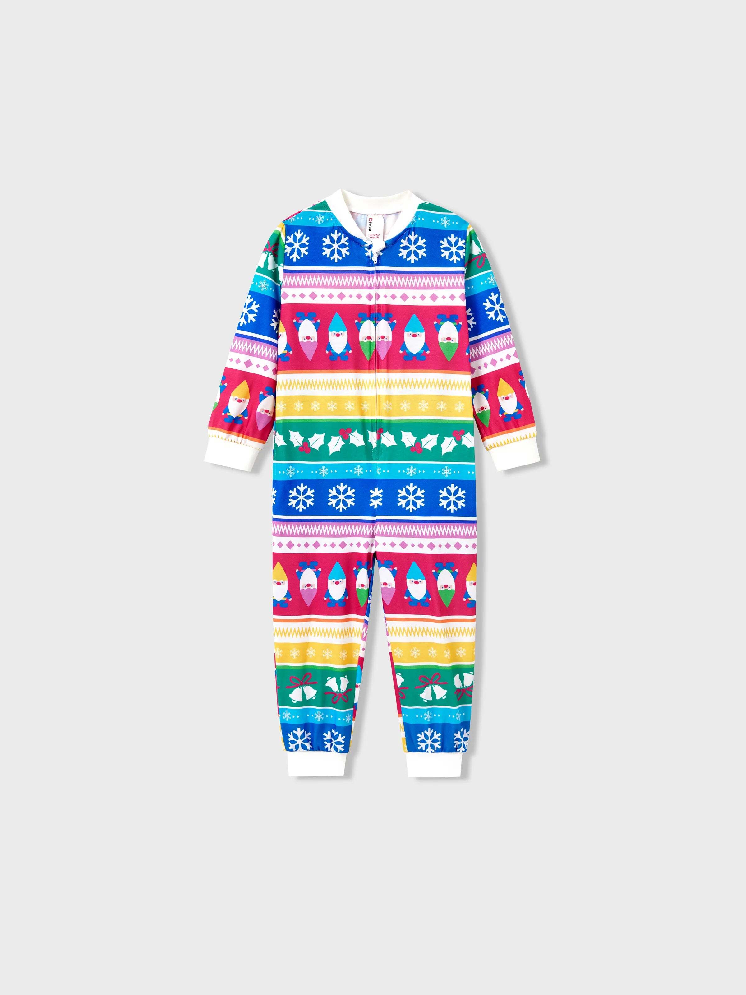 Christmas Matching Family Pajamas Set Christmas Gnome Striped PJS with Christmas Socks Multi-color