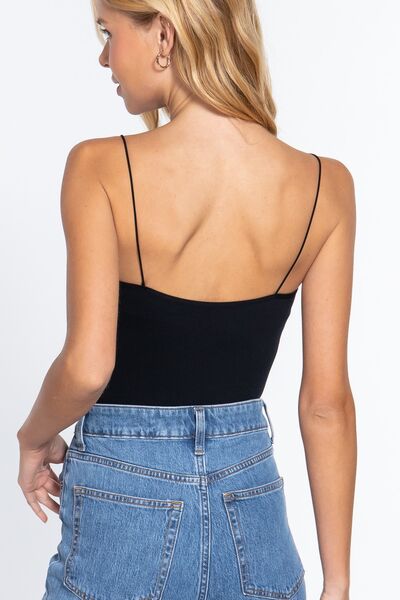 Ribbed Round Neck Cami Bodysuit