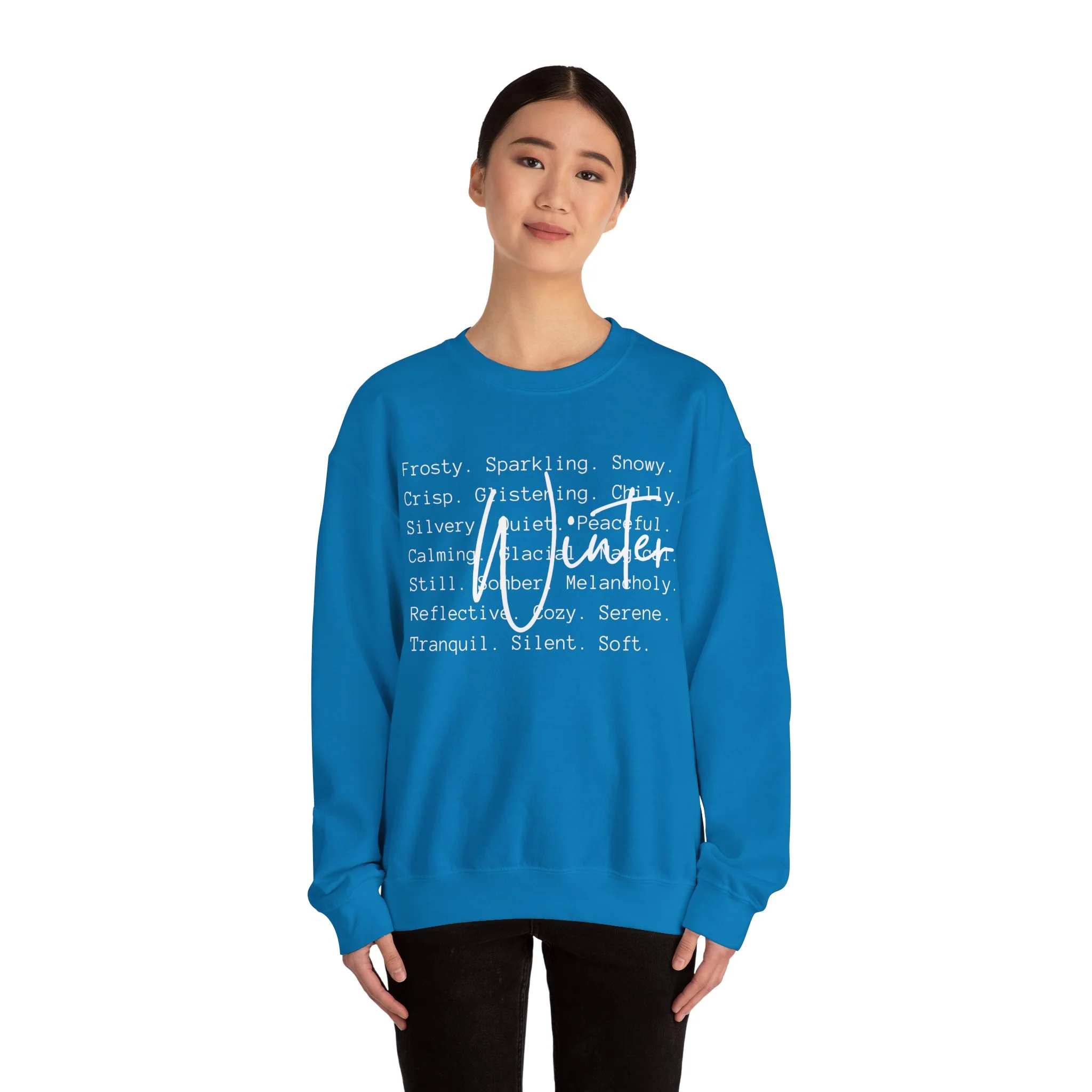 Winter White Script on Gildan Unisex Heavy Blend? Crewneck Sweatshirt