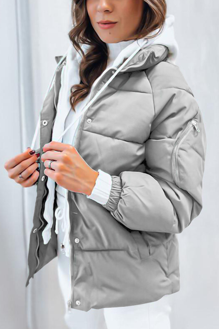 Women's Solid Color Patchwork Knitted Hooded Jacket