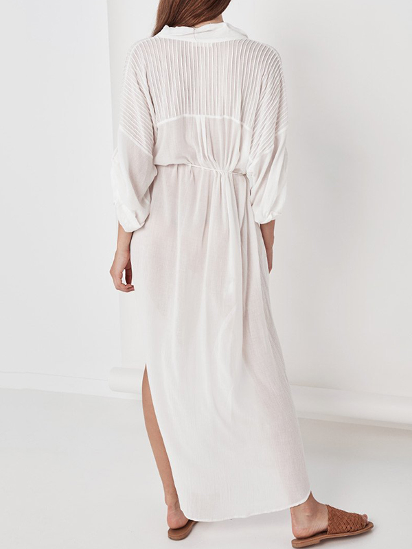 Solid Color Half Sleeves Vacation Bohemia Cover-Ups Maxi Dresses