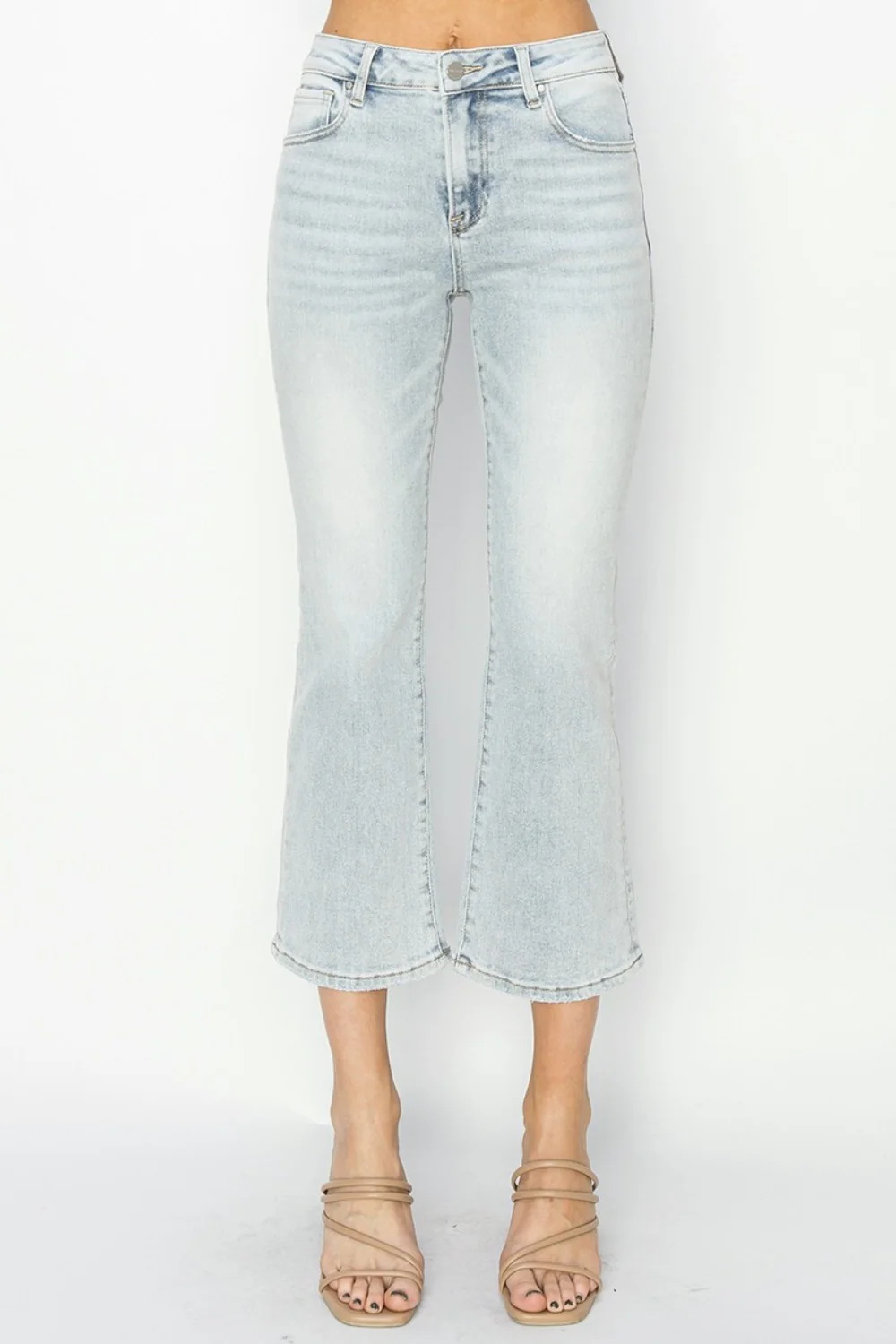 Full Size Mid Rise Cropped Flare Jeans