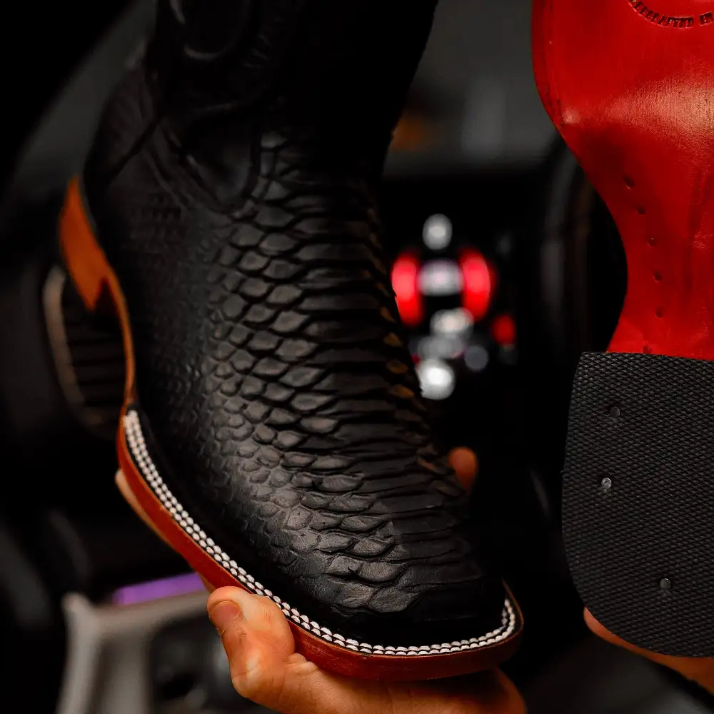 Matte Black Python Boots—Square Toe