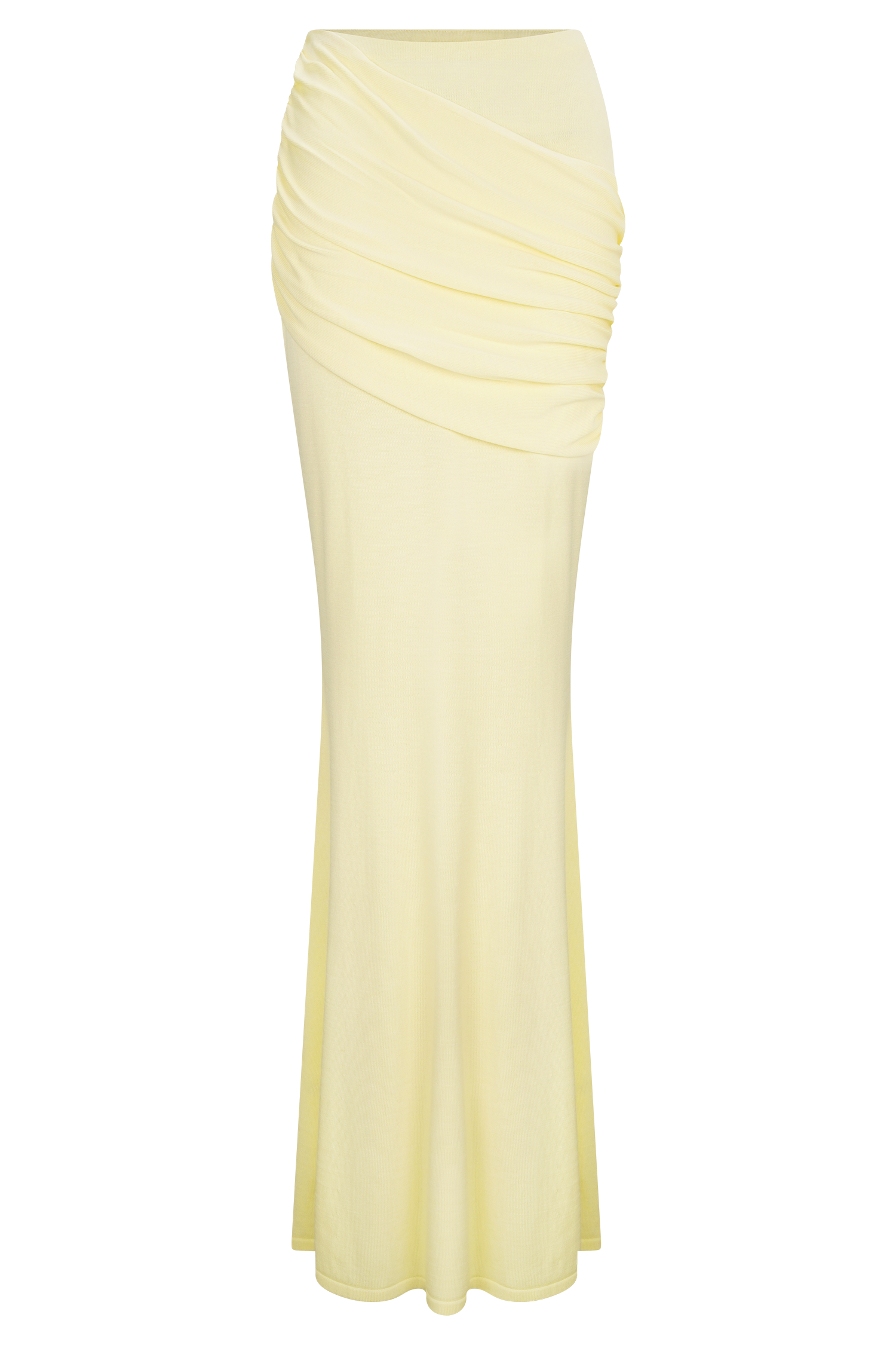 Lemon Gathered Knit Maxi Skirt