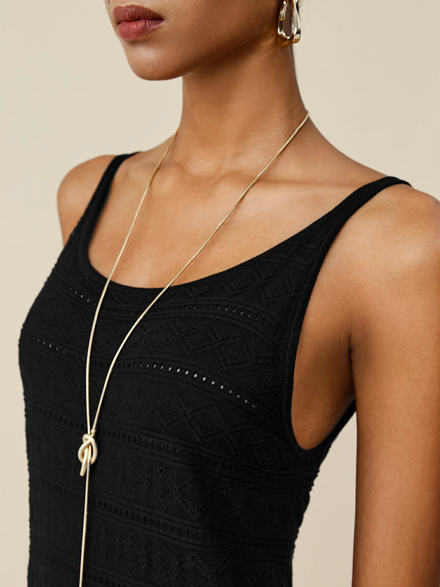 100% Lyocell Round Neck Camisole Knitted Dress