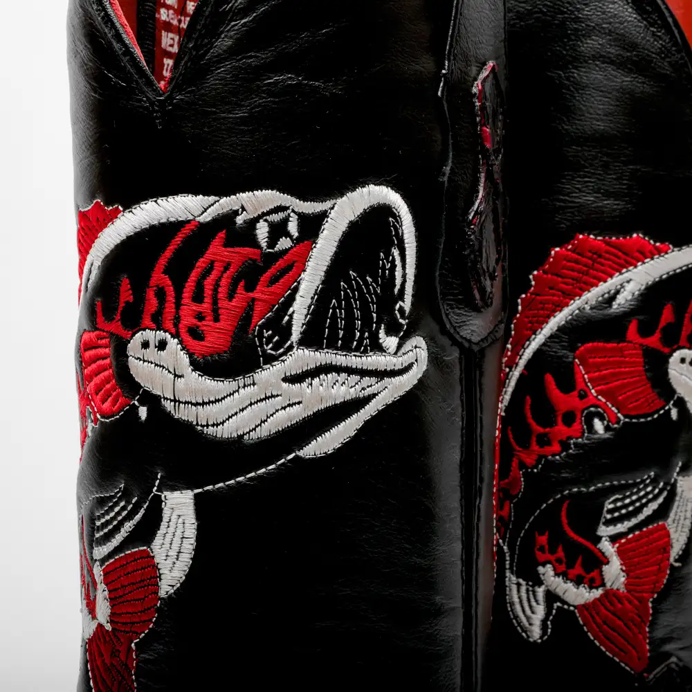 Black Cherry Pirarucu Leather Boots - Square Toe