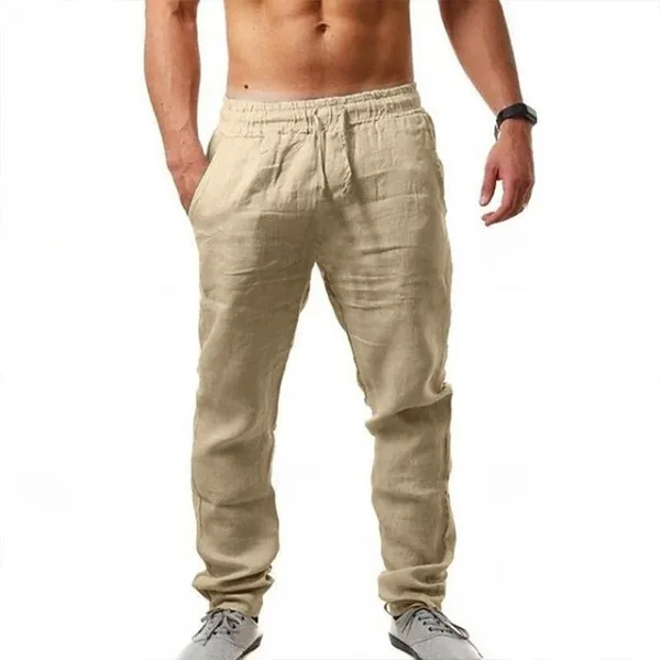Men's Slim Fit Micro-Elastic Linen Trousers