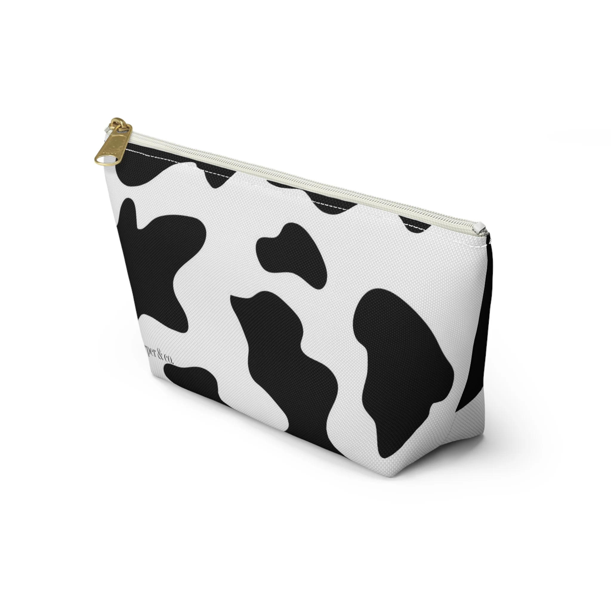 Cow Print Accessory Pouch w T-bottom