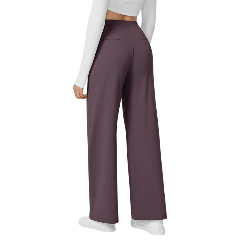 Women High Waisted Pocket Straight Leg Work Pants