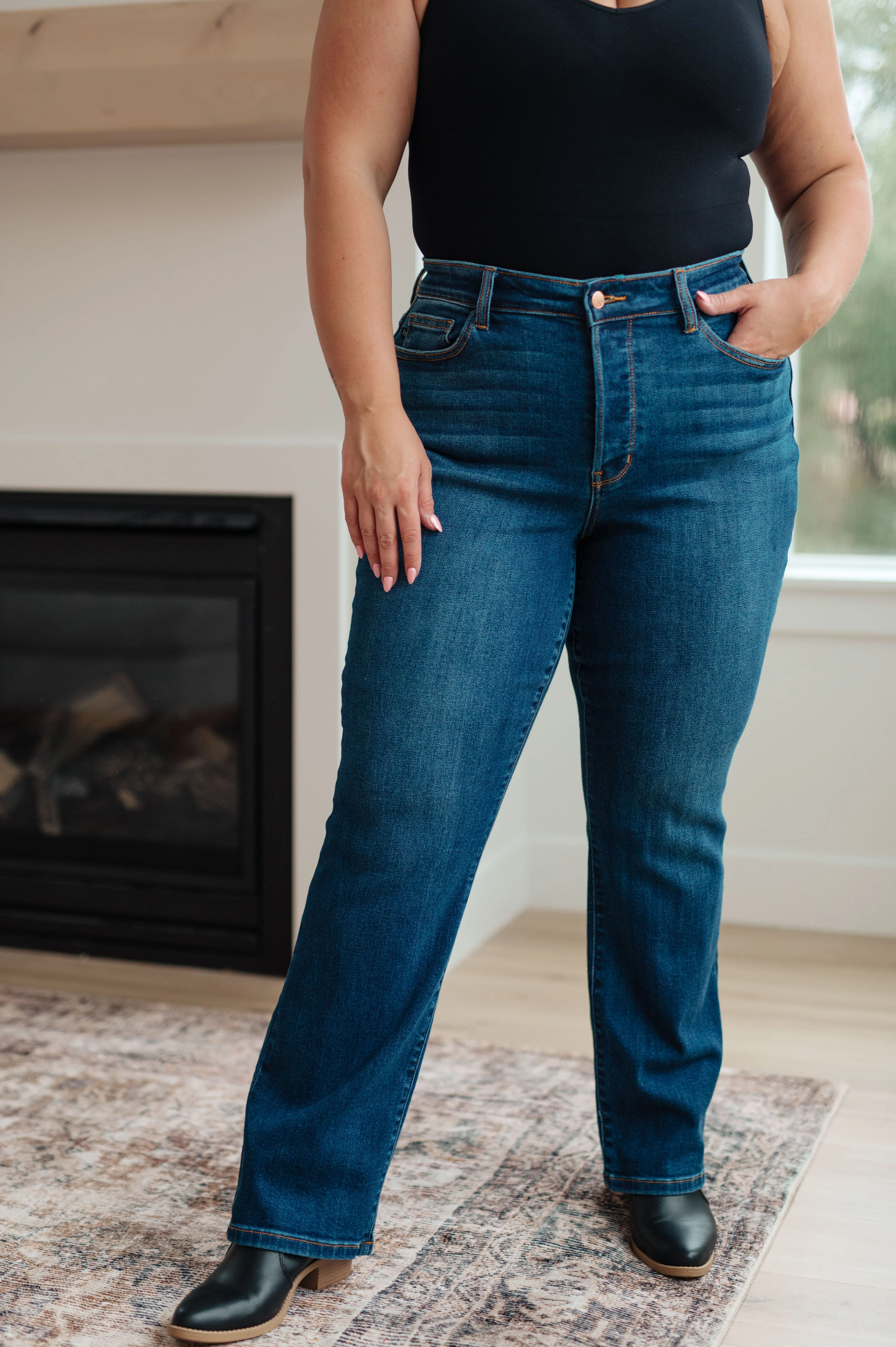 Blue Pippa High Rise Button Fly Dad Jeans