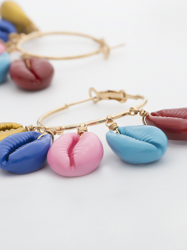 Fashion Colorful Shell Circle Ethnic Earrings