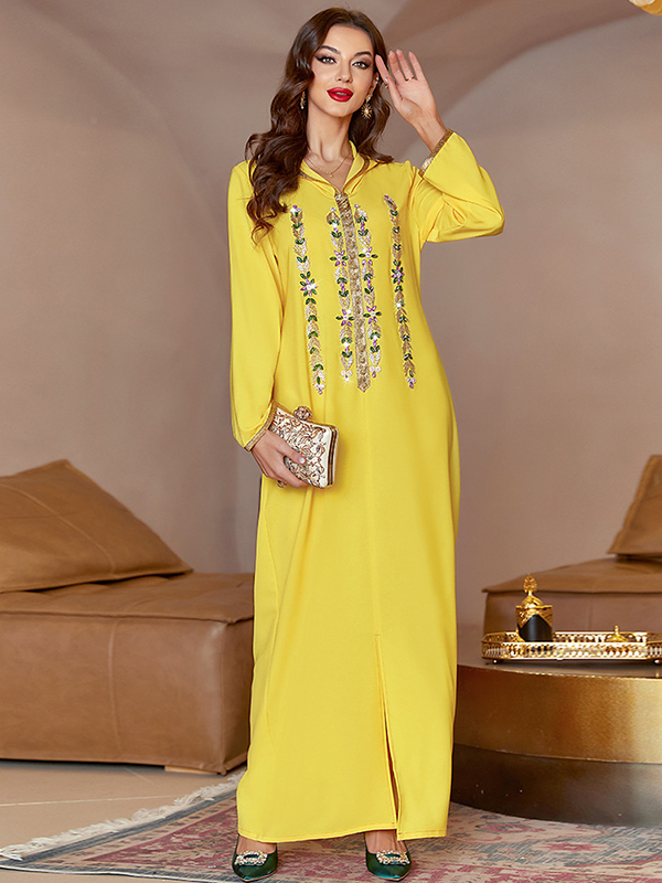 Casual Loose Sequined Solid Color Hooded Dress